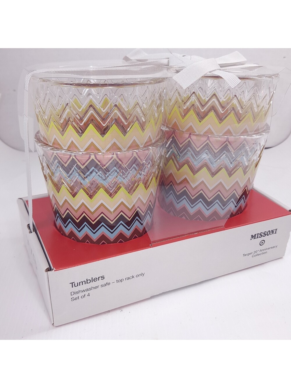 New Missoni x Target Chevron Zig Zag Tumblers Plastic set 4 cups drinkware
